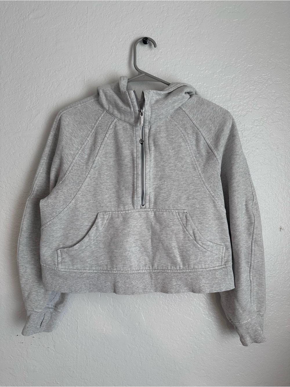 Lululemon Cropped Gray Half-Zip Hooded Sweater
